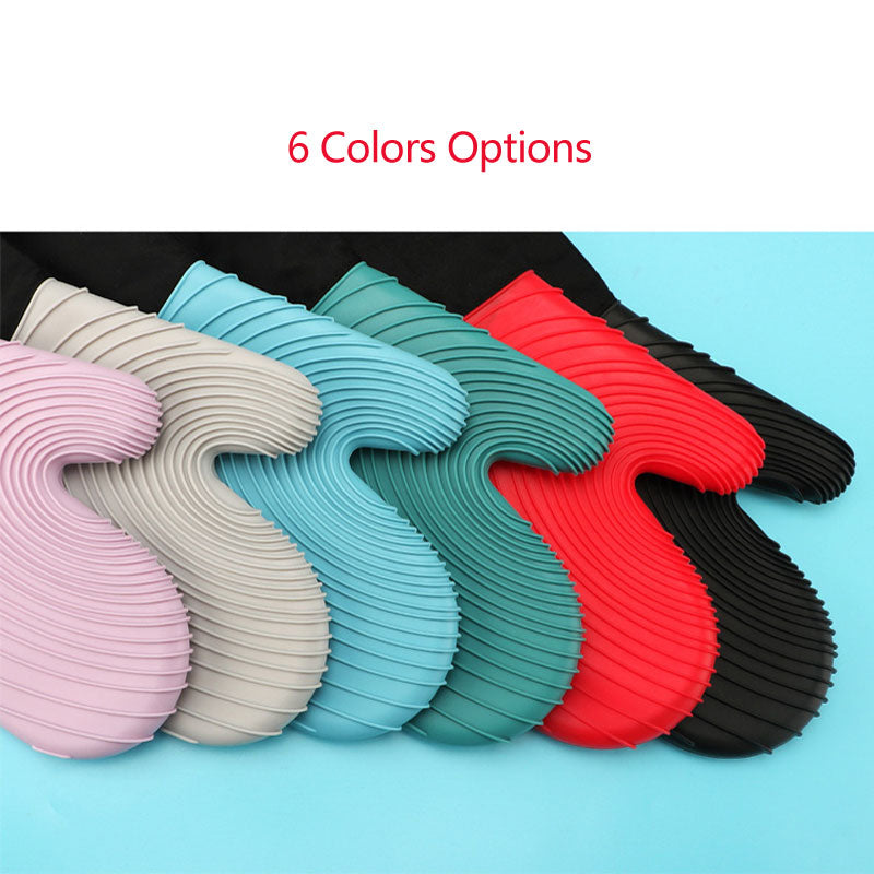 Extra Long Professional Silicone Oven Mitt With Quilted Liner Flexible Heat Resistant Oven Gloves 1 Pair Kitchen Essentials