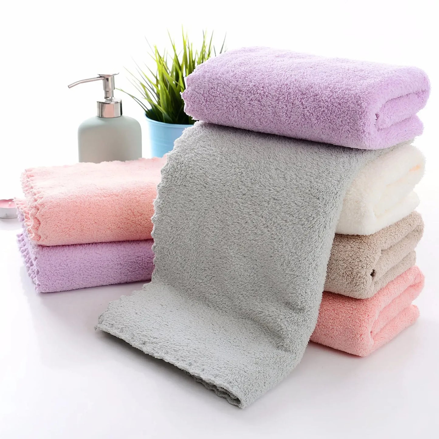 Coral Velvet Cut Edge Towel Plain Wash Soft Face Towel for Home Polyester Bath Towels for Bathroom