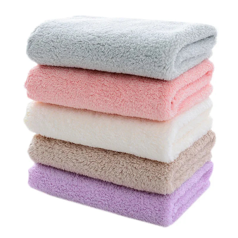 Coral Velvet Cut Edge Towel Plain Wash Soft Face Towel for Home Polyester Bath Towels for Bathroom