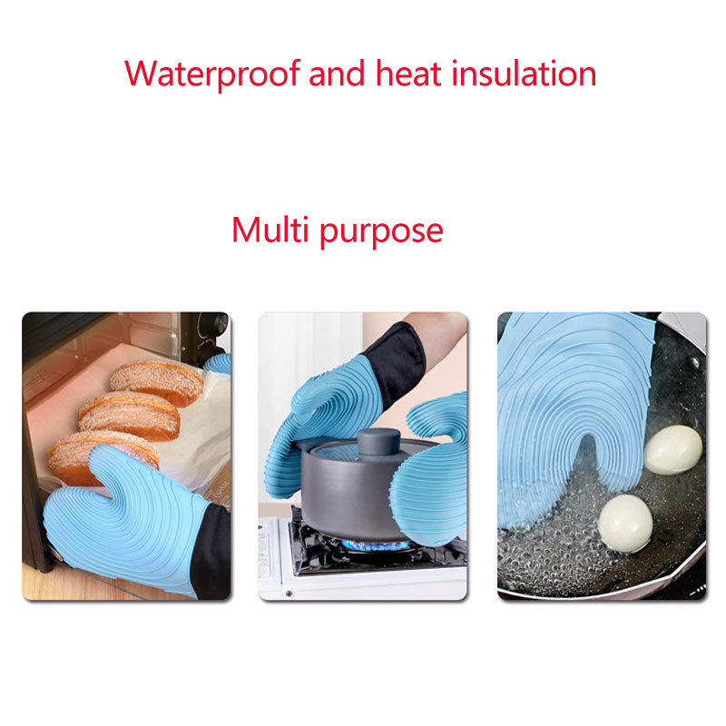 Extra Long Professional Silicone Oven Mitt With Quilted Liner Flexible Heat Resistant Oven Gloves 1 Pair Kitchen Essentials