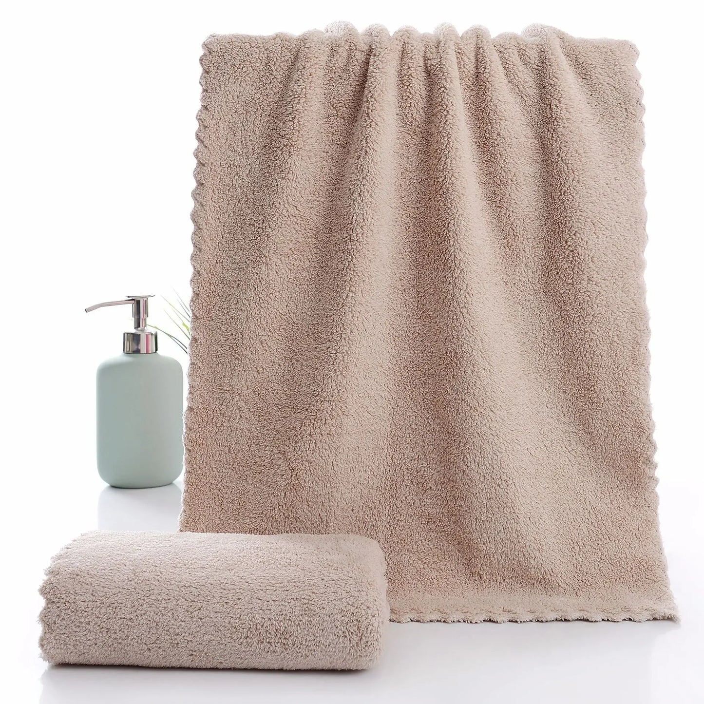 Coral Velvet Cut Edge Towel Plain Wash Soft Face Towel for Home Polyester Bath Towels for Bathroom