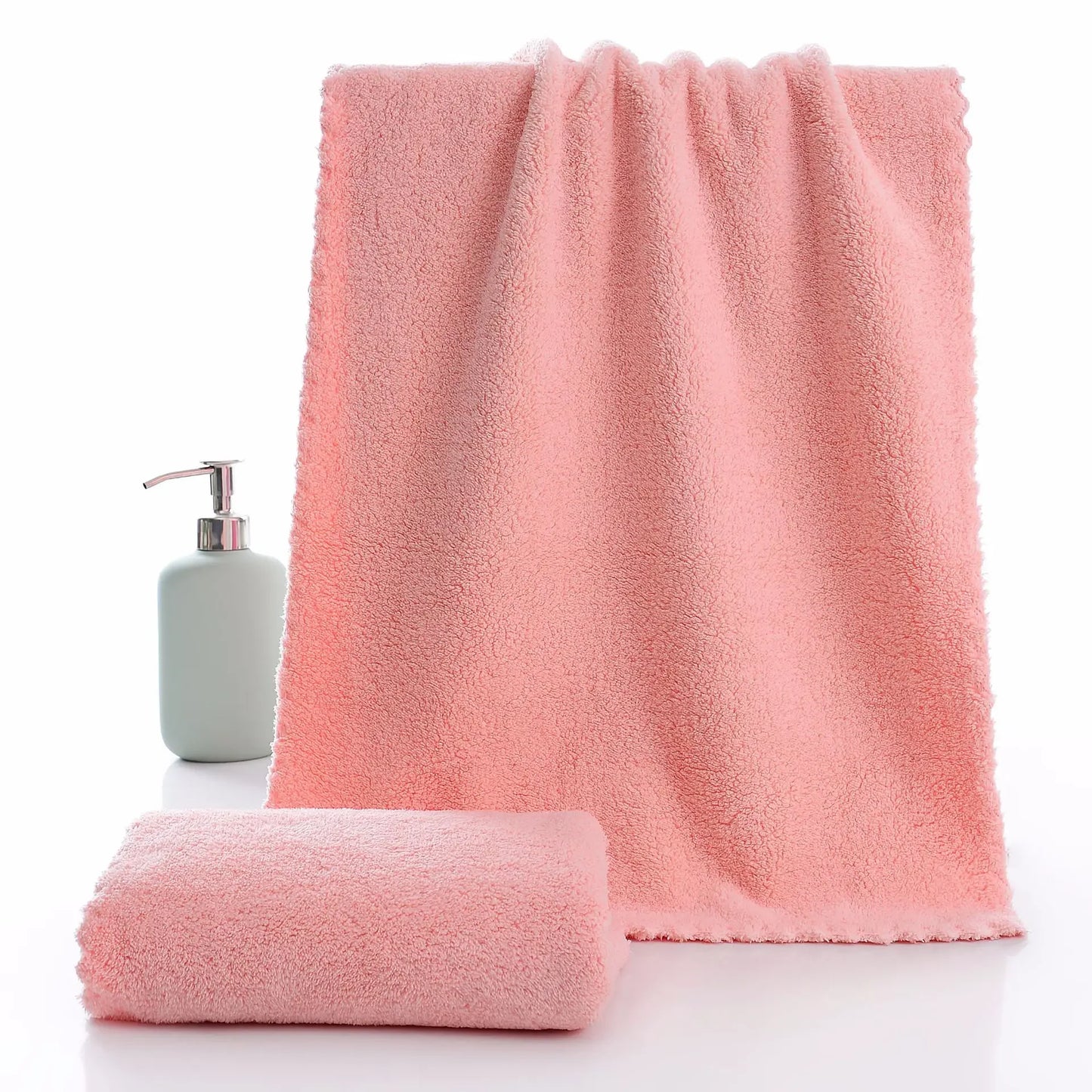 Coral Velvet Cut Edge Towel Plain Wash Soft Face Towel for Home Polyester Bath Towels for Bathroom