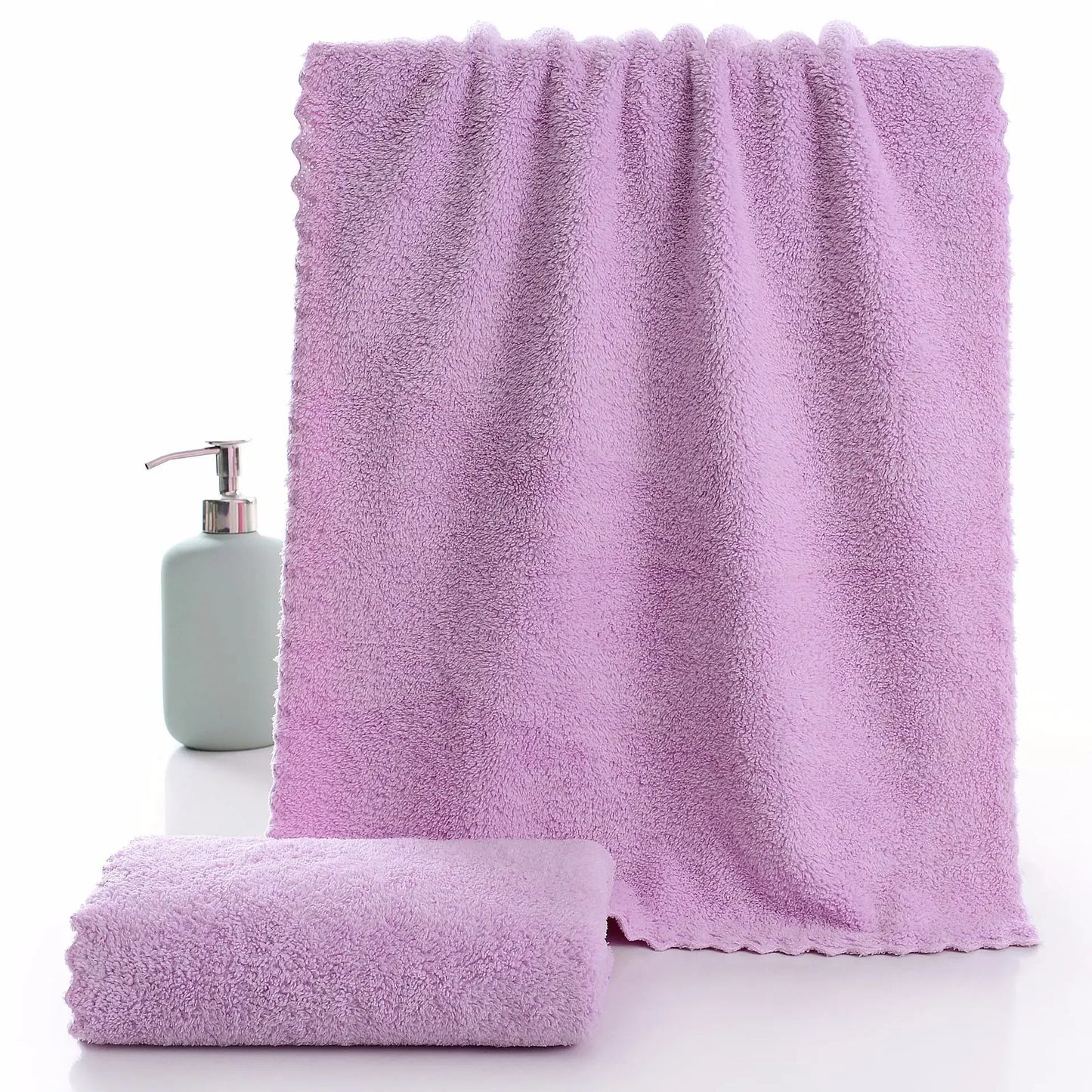 Coral Velvet Cut Edge Towel Plain Wash Soft Face Towel for Home Polyester Bath Towels for Bathroom