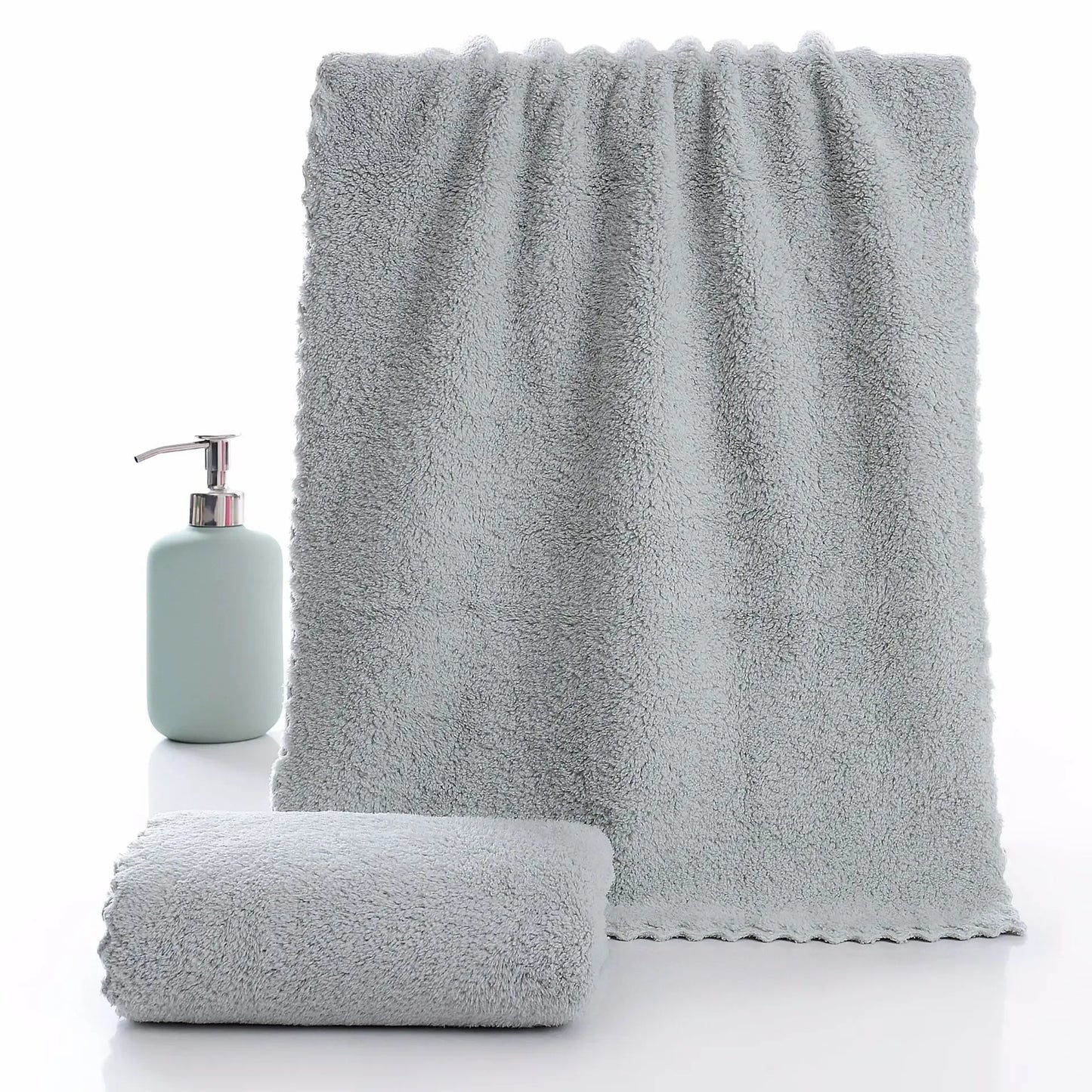 Coral Velvet Cut Edge Towel Plain Wash Soft Face Towel for Home Polyester Bath Towels for Bathroom