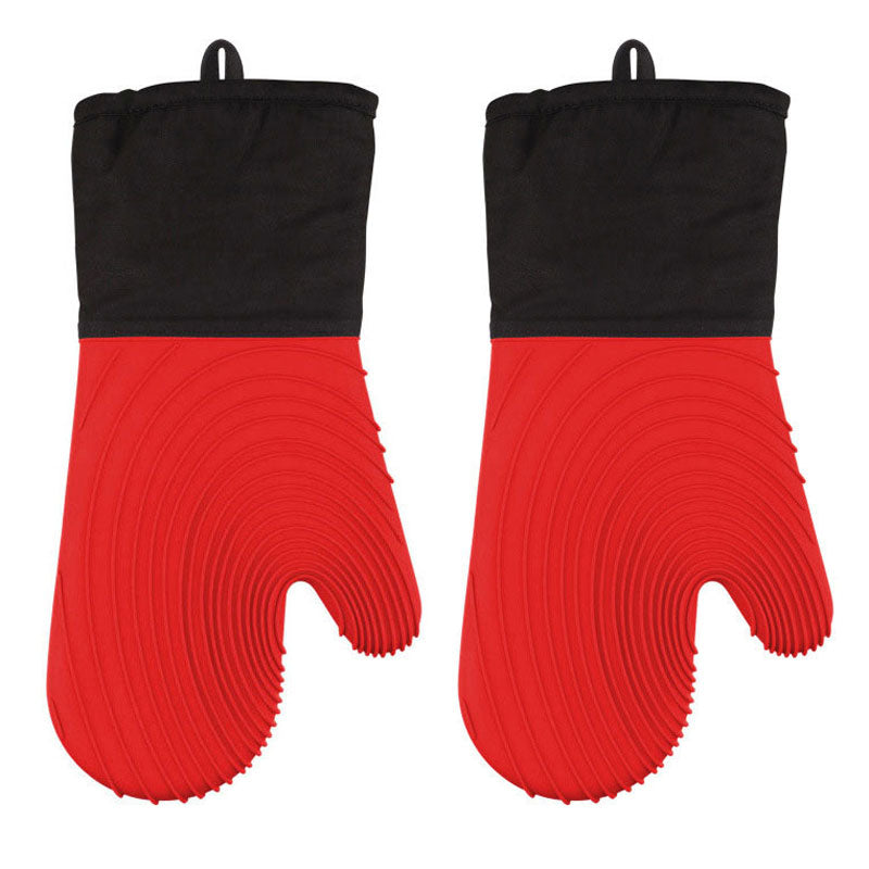 Extra Long Professional Silicone Oven Mitt With Quilted Liner Flexible Heat Resistant Oven Gloves 1 Pair Kitchen Essentials